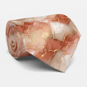 Warm Klei en Taupe Marmer - Metallische Lijnen Stropdas