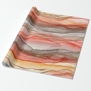 Warm Klei Goud Geaderde Marmer Abstract Cadeaupapier