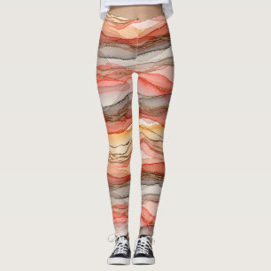 Warm Klei Goud Geaderde Marmer Abstract Leggings