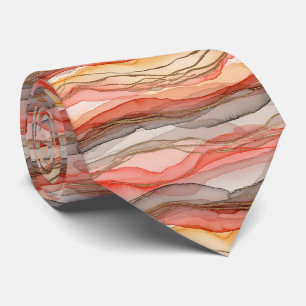 Warm Klei Goud Geaderde Marmer Abstract Stropdas