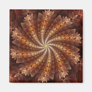 Warm kleuren, modern Abstract fractaal kunstpatroo Magneet