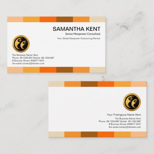 Warm kleurenpalet Stripes personeelswerving Visitekaartje (Voorkant / Achterkant)