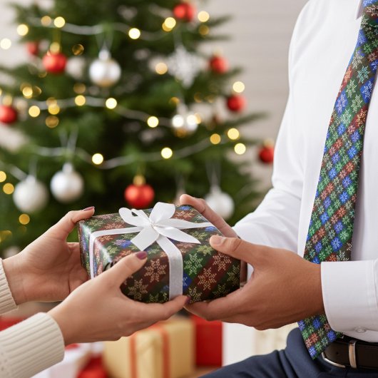 Warm Kleurrijk Kerstpoinsettia Bloemenpatroon Cadeaupapier