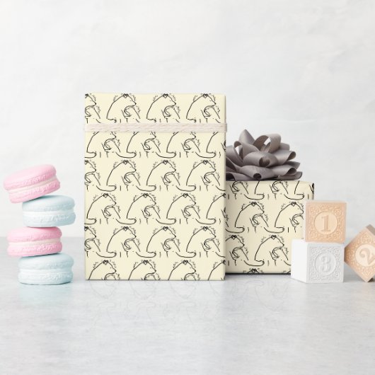 Warm Knuffelende Beer Lijn Kunst Design Cadeaupapier (Baby Shower)