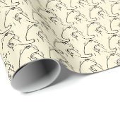 Warm Knuffelende Beer Lijn Kunst Design Cadeaupapier (Rol Hoek)