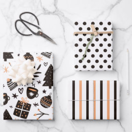 Warm Knus Winter Kerst Inpakpapier Set van 3 Vel