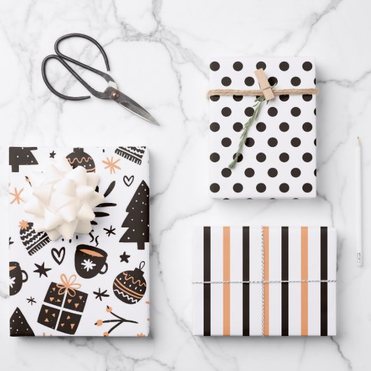 Warm Knus Winter Kerst Inpakpapier Set van 3 Vel (Voorkant)