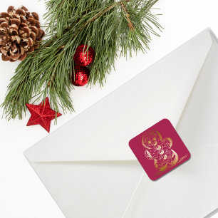 Warm koper peperkoek man vierkante sticker