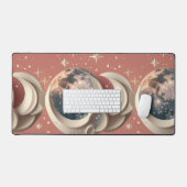 Warm Koraal Hemelse Maan Gloed Bureaumat (Keyboard & Muis)