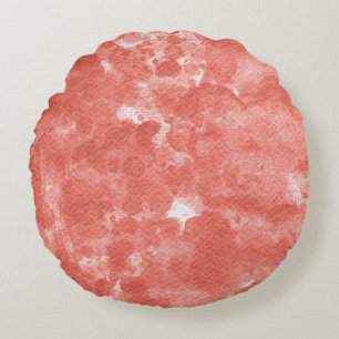 Warm Koraal Roze Waterverf Wash Patroon Rond Kussen