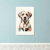 Warm Labrador Mozaïek Portret Canvas Afdruk (Insitu (Houten vloer))