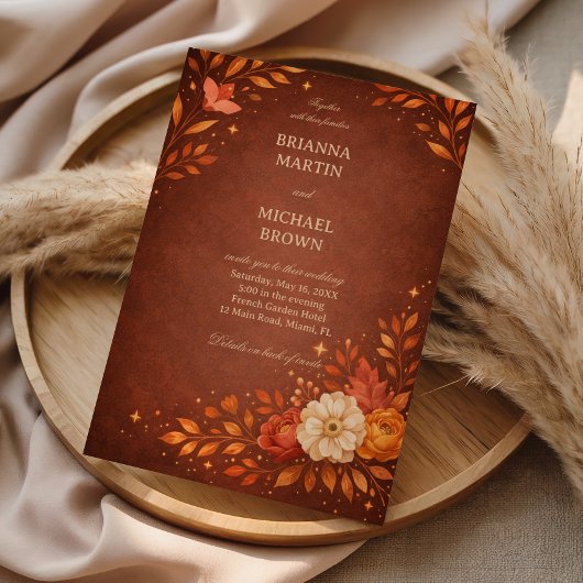 Warm Landelijke Bloemige Herfst Elegant Kaart