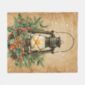 Warm lantern christmas holly pine rustic cozy fleece deken (Voorkant (Horizontaal))