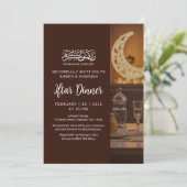 Warm Lantern Table Setting Ramadan Iftar Dinner Kaart (Staand voorkant)