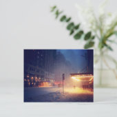 Warm licht op een koude nacht briefkaart (Staand voorkant)