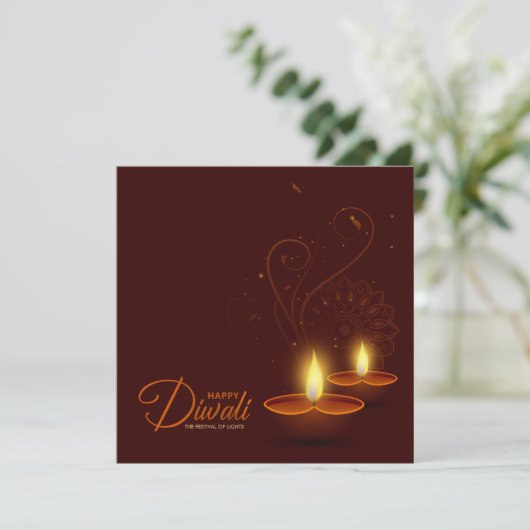 Warm light Happy Diwali Kaart (Staand voorkant)