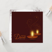 Warm light Happy Diwali Kaart (Voorkant / Achterkant in situ)