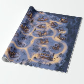 Warm Lights in Snowy Village Cadeaupapier (Uitgerold)