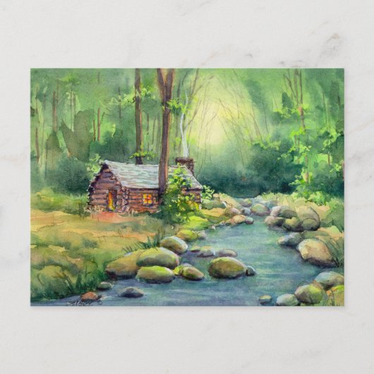 WARM LOG CABIN DOOR SHARON SHARPE BRIEFKAART (Voorkant)