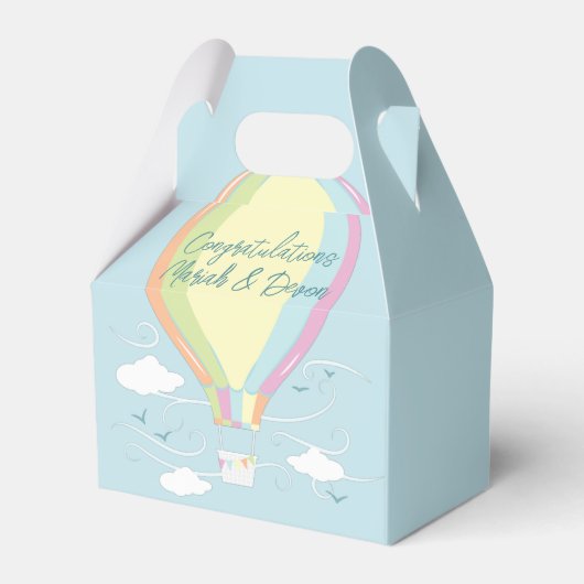 Warm luchtballon Baby shower Regenboog Bedankdoosjes (Voorkant Zijde)