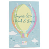 Warm luchtballon Baby shower Regenboog Medium Cadeauzakje (Voorkant)