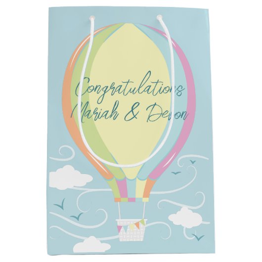 Warm luchtballon Baby shower Regenboog Medium Cadeauzakje (Voorkant)