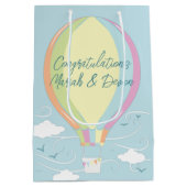 Warm luchtballon Baby shower Regenboog Medium Cadeauzakje (Achterkant)