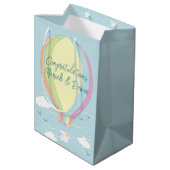 Warm luchtballon Baby shower Regenboog Medium Cadeauzakje (Achterkant Gekanteld)