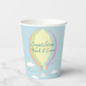 Warm luchtballon Baby shower Regenboog Papieren Bekers (Achterkant)