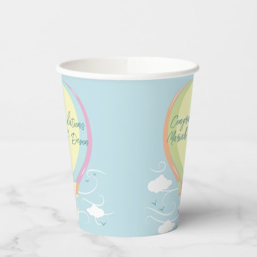 Warm luchtballon Baby shower Regenboog Papieren Bekers (Links)