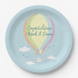 Warm luchtballon Baby shower Regenboog Papieren Bordje
