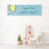 Warm luchtballon Baby shower Regenboog Spandoek (Insitu)