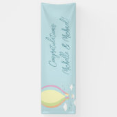 Warm luchtballon Baby shower Regenboog Spandoek (Verticaal)