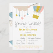 Warm luchtballon en neutraal Baby shower tussen cl Kaart (Voorkant / Achterkant)