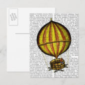 Warm luchtballon, geel en rood briefkaart (Voorkant / Achterkant)