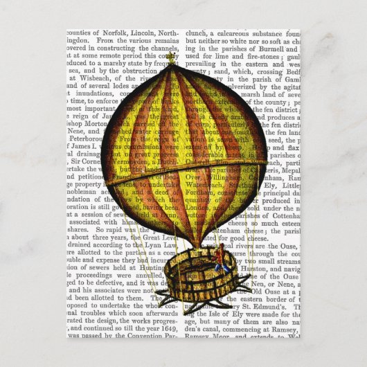 Warm luchtballon, geel en rood briefkaart (Voorkant)