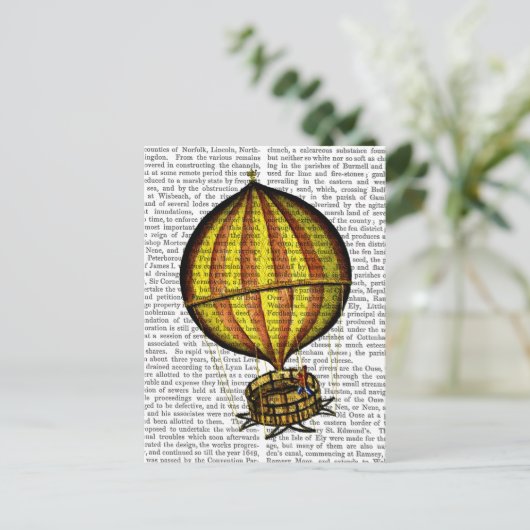 Warm luchtballon, geel en rood briefkaart (Staand voorkant)