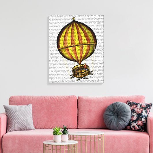 Warm luchtballon, geel en rood canvas afdruk (Insitu (Woonkamer))