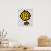 Warm luchtballon, geel en rood poster (Keuken)