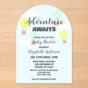 Warm luchtballon Genderneutraal Baby shower Acryl Uitnodigingen