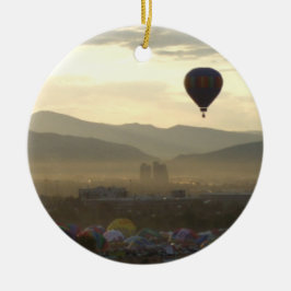 Warm luchtballon - kerstversiering keramisch ornament