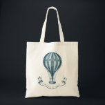 Warm Luchtballon Organic Grocery Bag Tote Bag<br><div class="desc">Een luchtballon in het Frans blauw boven een banner die "vluchten van fancy" leest.</div>