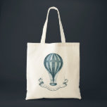Warm Luchtballon Organic Grocery Bag Tote Bag<br><div class="desc">Een luchtballon in het Frans blauw boven een banner die "vluchten van fancy" leest.</div>