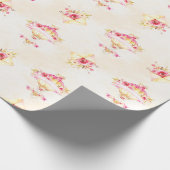 Warm luchtballon Roze Gele Gele Rozen Cadeaupapier (Hoek)