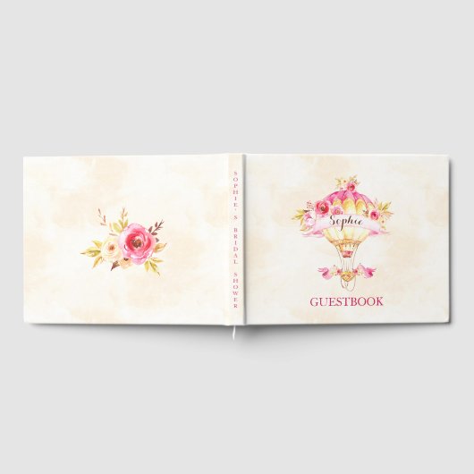 Warm luchtballon Roze Gele Gele Rozen Gastenboek (Volledig)