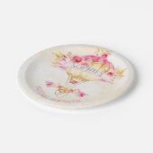 Warm luchtballon Roze Gele Gele Rozen Papieren Bordje (Gekanteld)