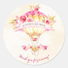Warm luchtballon Roze Gele Gele Rozen Ronde Sticker