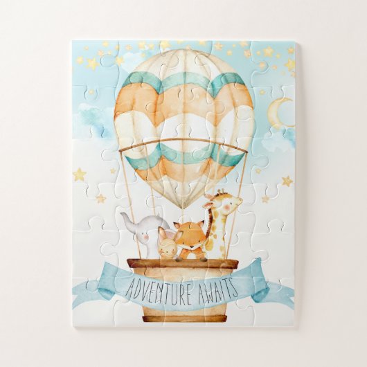 Warm luchtballon voor snelle dieren - avontuur legpuzzel (Verticaal)