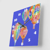 Warm luchtballon Waterverf Neursery Childs Room Vierkante Klok (Hoek)