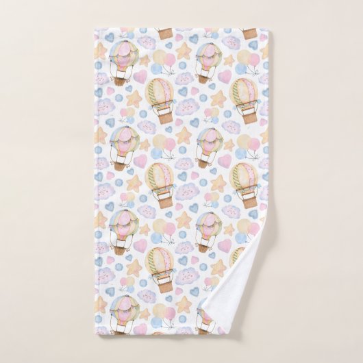 Warm luchtballon Whimsical Waterverf Patroon Bad Handdoek (Handdoek)